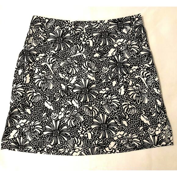 Coral Bay Golf Skirt Women Sz 6 Black White Floral Print Shorts Skort Athleisure - Picture 1 of 12